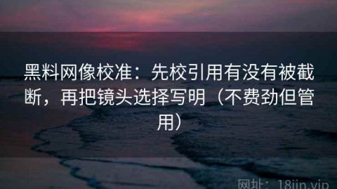 黑料网像校准：先校引用有没有被截断，再把镜头选择写明（不费劲但管用）