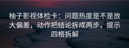 柚子影视体检卡：问题热度是不是放大偏差，动作把结论拆成两步，提示四格拆解