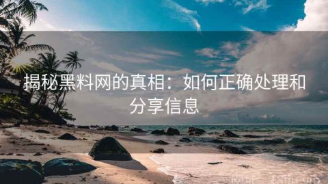 揭秘黑料网的真相：如何正确处理和分享信息