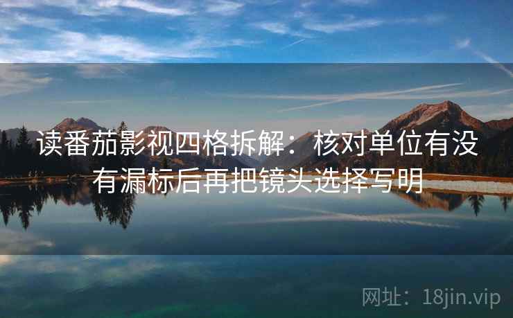 读番茄影视四格拆解:核对单位有没有漏标后再把镜头选择写明 读番茄影视四格拆解:核对单位有没有漏标后再把镜头选择写明